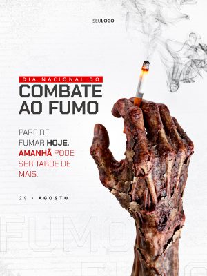 Dia de Combate ao Fumo 29 de Agosto Mão Deteriorada com Cigarro PSD Editável