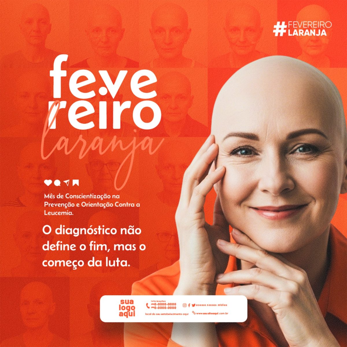 Fevereiro Laranja Prevenção da Leucemia Conscientização PSD Editável