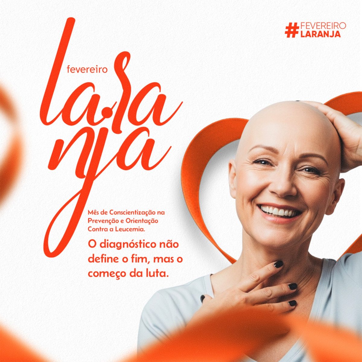 Fevereiro Laranja Conscientização Contra a Leucemia Cuidado PSD Editável