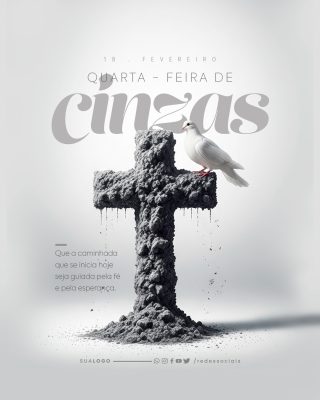 Quarta Feira de Cinzas Mensagem de Fé e Esperança PSD Editável