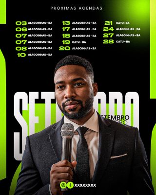 Próximas Agendas Setembro Divulgação com Microfone PSD Editável