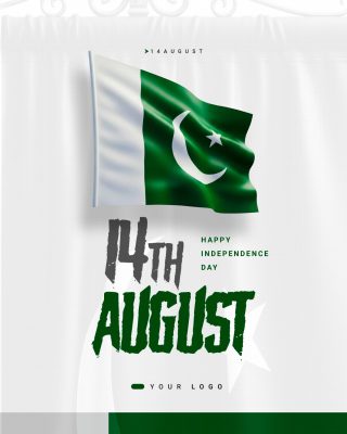 14 Agosto Dia da Independência do Paquistão Modelo Editável PSD Editável