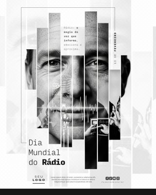 Dia Mundial do Rádio 13 de Fevereiro Design Moderno PSD Editável