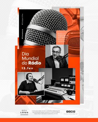 Dia Mundial do Rádio 13 de Fevereiro Social Media PSD Editável