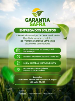 Garantia Safra Entrega dos Boletos para Retirada PSD Editável