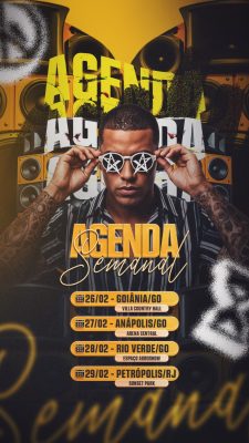 Agenda Semanal Eventos Musicais DJ Party Template Story PSD Editável