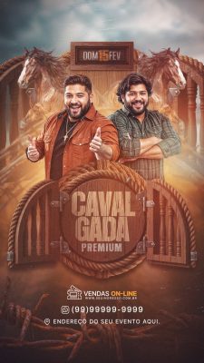 Cavalga Premium Dom 15 Fev Flyer de Evento Sertanejo Story PSD Editável