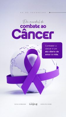 Dia Mundial do Combate ao Câncer 4 de Fevereiro Post PSD Editável