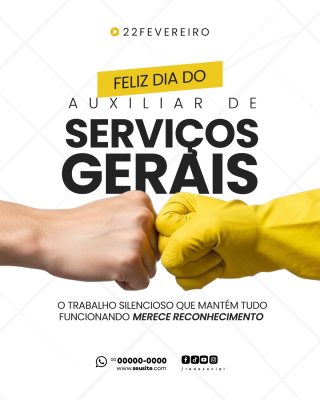 22 Fevereiro Feliz Dia do Auxiliar de Serviços Gerais PSD Editável