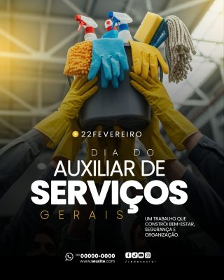 Dia do Auxiliar de Serviços Gerais 22 de Fevereiro PSD Editável