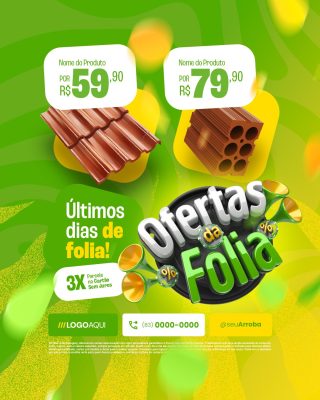 Ofertas da Folia Últimos Dias Telha e Tijolos em Promoção PSD Editável