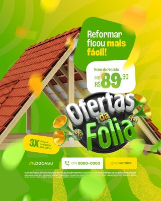 Ofertas da Folia na Reforma Fácil de Telhados PSD Editável