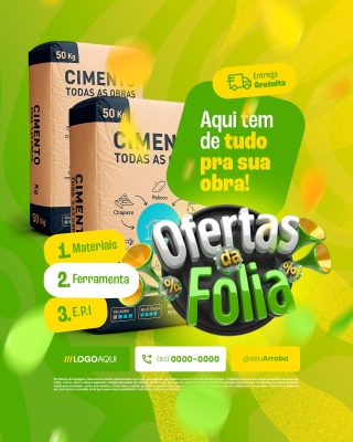 Ofertas da Folia com Materiais Ferramentas Entrega Gratuita PSD Editável