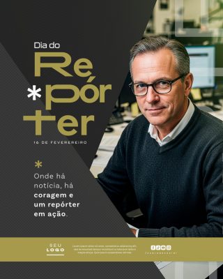 Dia do Repórter 16 de Fevereiro Banner Notícia e Coragem PSD Editável