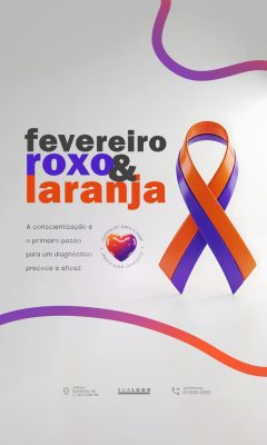 Fevereiro Roxo Laranja Conscientização Saúde Mental Arte PSD Editável