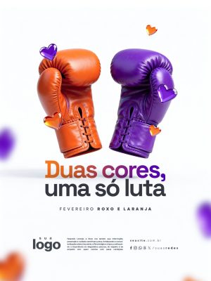 Fevereiro Roxo Laranja Duas Cores Uma Só Luta PSD Editável