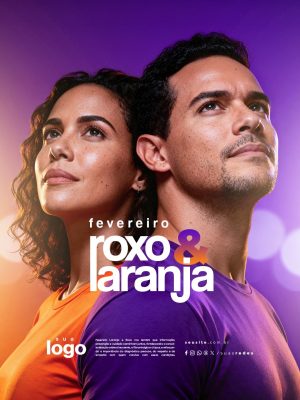 Fevereiro Roxo Laranja Campanha Conscientização Doenças PSD Editável