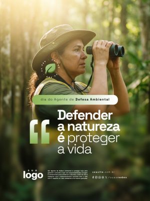 Dia do Agente de Defesa Ambiental Defender a Natureza PSD Editável