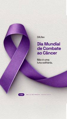 Story Dia Mundial de Combate ao Câncer Laço Roxo Social PSD Editável