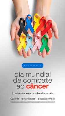 Story Dia Mundial Combate Câncer 04 de Fevereiro Arte Digital PSD Editável