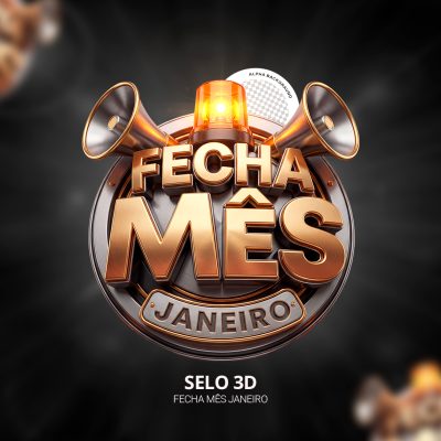 Fecha Mês Janeiro Selo 3D Promocional Transparente PSD