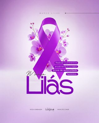 Março Lilás Câncer de Colo do Útero Social Media PSD Editável