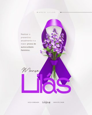 Março Lilás Câncer de Colo do Útero Social Media PSD Editável