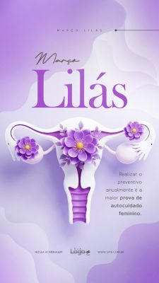 Março Lilás Câncer de Colo do Útero Social Media PSD Editável