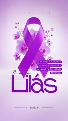 Março Lilás Câncer de Colo do Útero Social Media PSD Editável