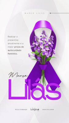 Março Lilás Câncer de Colo do Útero Social Media PSD Editável