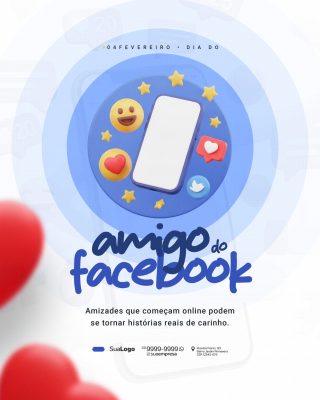 Dia do Amigo do Facebook 04 de fevereiro Social Media PSD Editável
