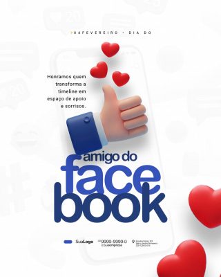 Dia do Amigo do Facebook 04 de fevereiro Social Media PSD Editável
