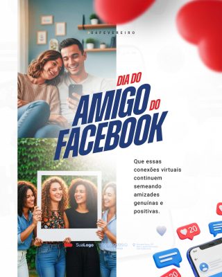 Dia do Amigo do Facebook 04 de fevereiro Social Media PSD Editável
