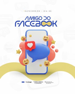 Dia do Amigo do Facebook 04 de fevereiro Social Media PSD Editável