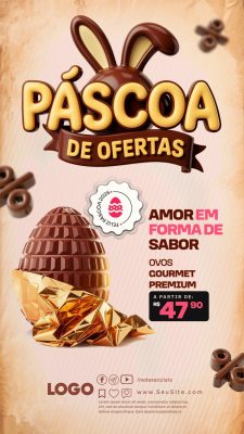 Story Páscoa de Ofertas Amor em Forma de Sabor PSD Editável