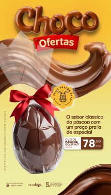 Páscoa 2026 Choco Ofertas Especiais Ovo Gourmet PSD Editável