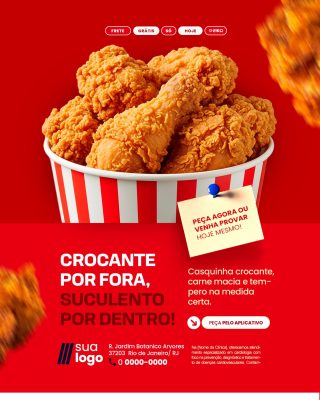 Frango Crocante Frete Grátis Peça Agora ou Venha Provar PSD Editável