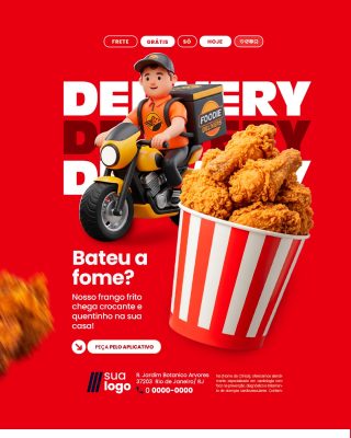Delivery Frango Frito Frete Grátis Peça pelo Aplicativo PSD Editável