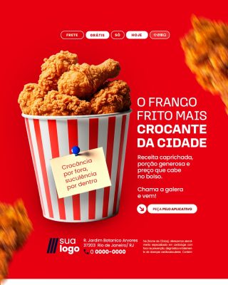 Frango Frito Crocante da Cidade Digital PSD Editável