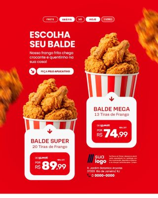 Frango Frito Escolha Seu Balde Frete Grátis Só Hoje PSD Editável