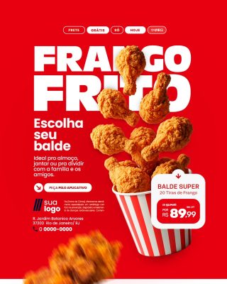 Frango Frito Escolha Seu Balde Menu Balde Super Promocional PSD Editável