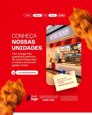 Frango Frito Conheça Nossas Unidades PSD Editável