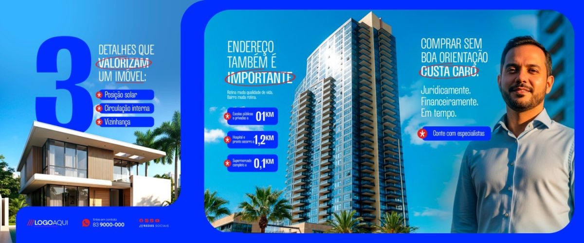 Carrossel Imóvel Detalhes que Valorizam e Endereço Importante Banner PSD Editável