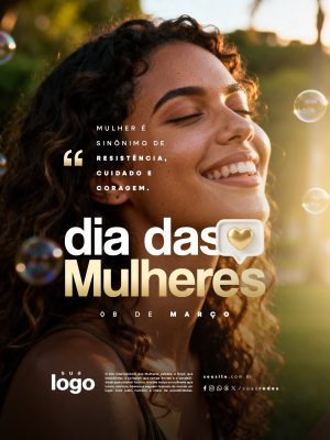 Dia das Mulheres 8 de Março Resistência Cuidado Coragem PSD Editável
