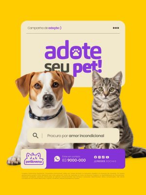 Adoção de Pets Adote Seu Pet Campanha Petlovers PSD Editável