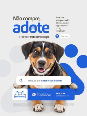 Adote um Pet Amor Incondicional Faça Parte PSD Editável