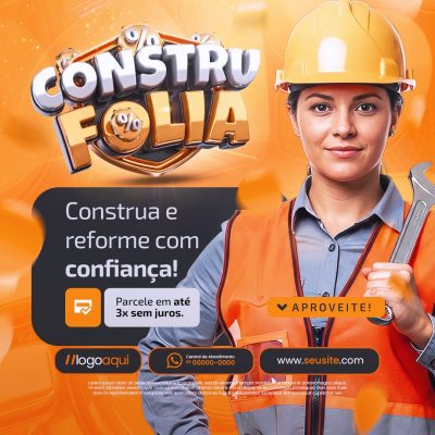 Constru Folia Construa e Reforme com Confiança PSD Editável