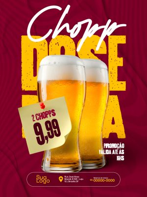 Chopp em Dobro Promoção 2 Chopps por 9,99 PSD Editável