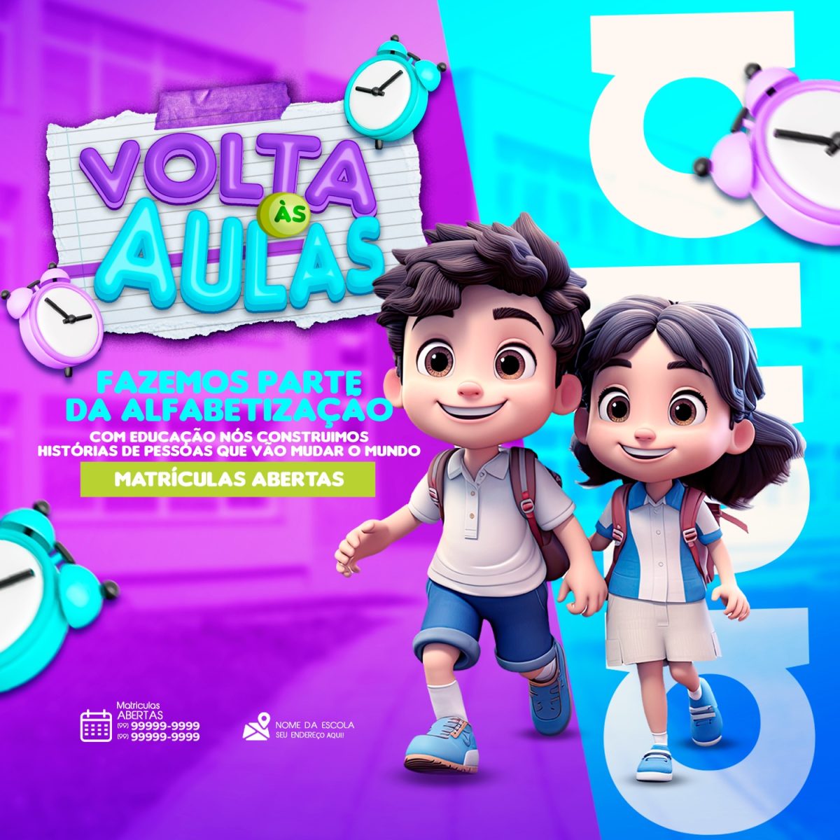 Volta às Aulas Matrículas Abertas Educação e Futuro PSD Editável