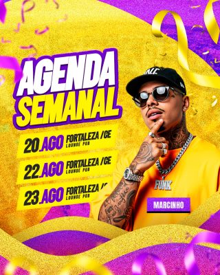 Agenda Semanal Marcada por Brilho e Música com Marcinnho PSD Editável
